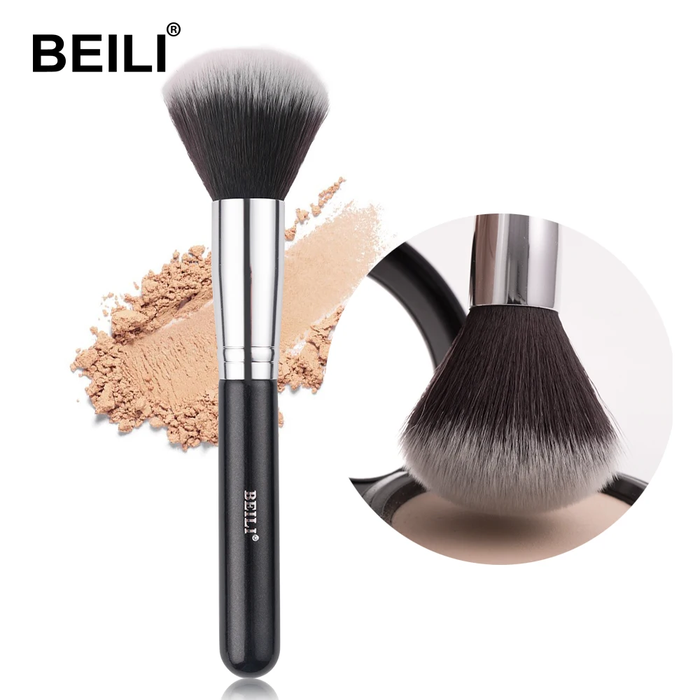 BEILI-Pincéis de maquiagem Big Powder preto, único pincel profissional de fibra de lã, muito macio, Fundação, Destaque, Beleza - Imagem 8