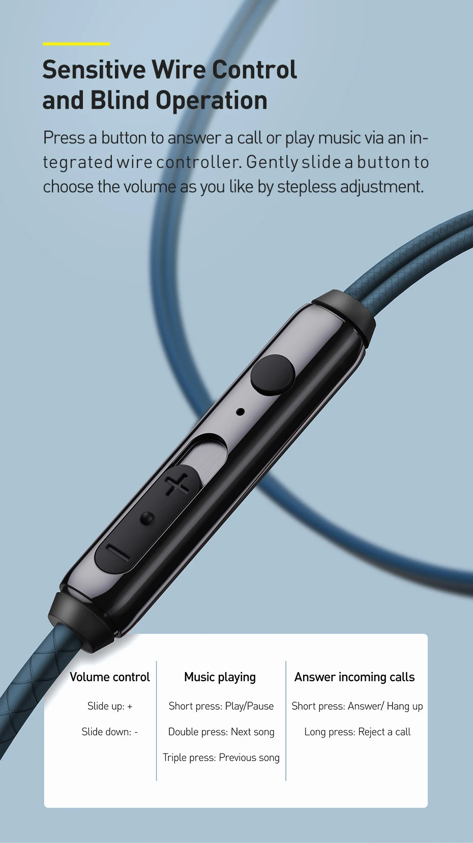 Baseus Bass Sound Fone de ouvido In-Ear Esporte Fones de ouvido com microfone para xiaomi iPhone 6 Samsung Headset fone de ouvido auriculares MP3 - Imagem 16