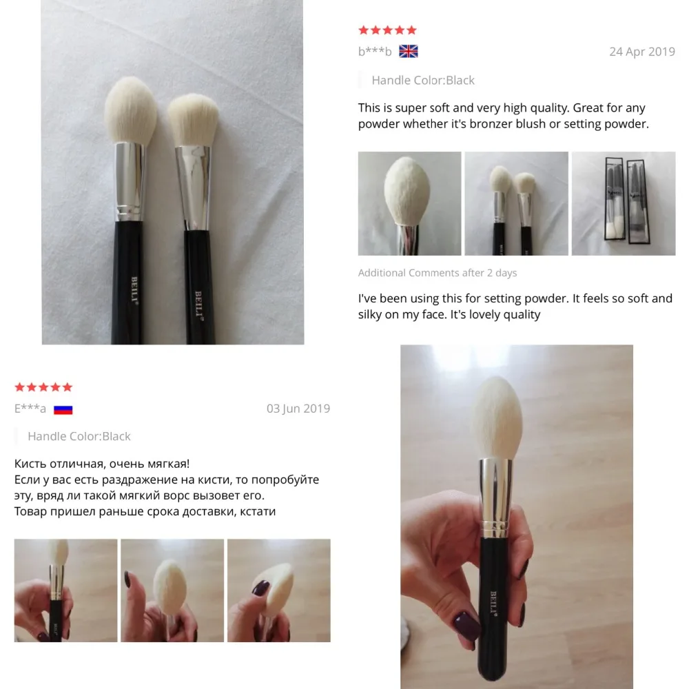 BEILI-Pincéis de maquiagem Big Powder preto, único pincel profissional de fibra de lã, muito macio, Fundação, Destaque, Beleza - Imagem 32