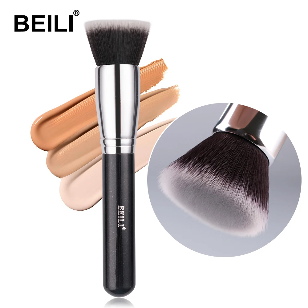 BEILI-Pincéis de maquiagem Big Powder preto, único pincel profissional de fibra de lã, muito macio, Fundação, Destaque, Beleza - Imagem 7