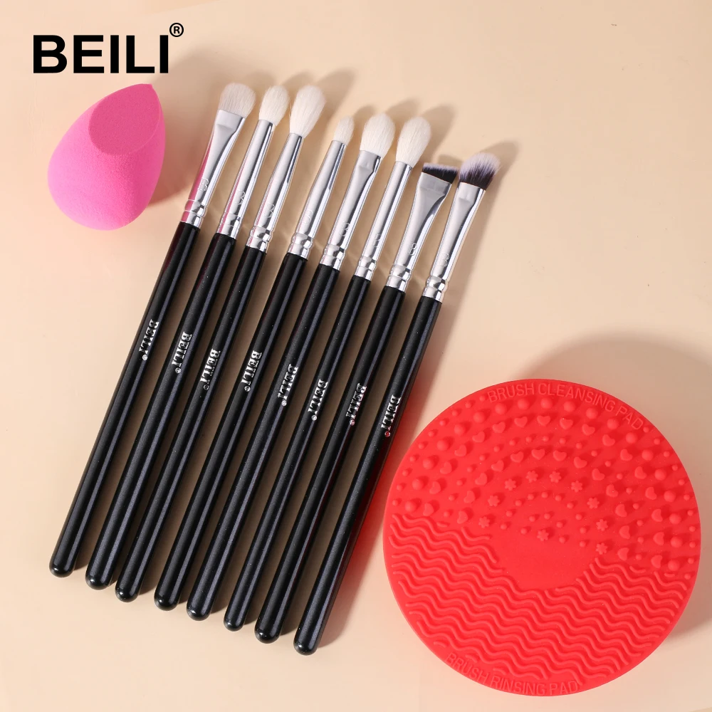 Beili profissional 6/8pcs clássico pincéis de maquiagem dos olhos naturais definir sombra sobrancelha mistura smokey black beleza maquiagem pincéis - Imagem 26