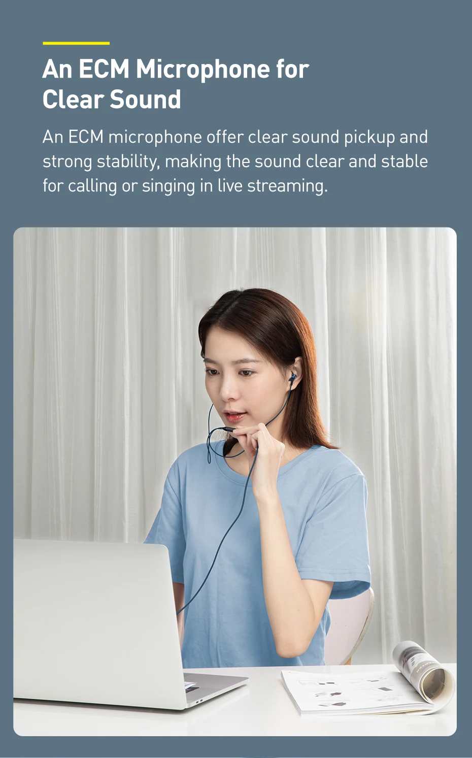 Baseus Bass Sound Fone de ouvido In-Ear Esporte Fones de ouvido com microfone para xiaomi iPhone 6 Samsung Headset fone de ouvido auriculares MP3 - Imagem 15