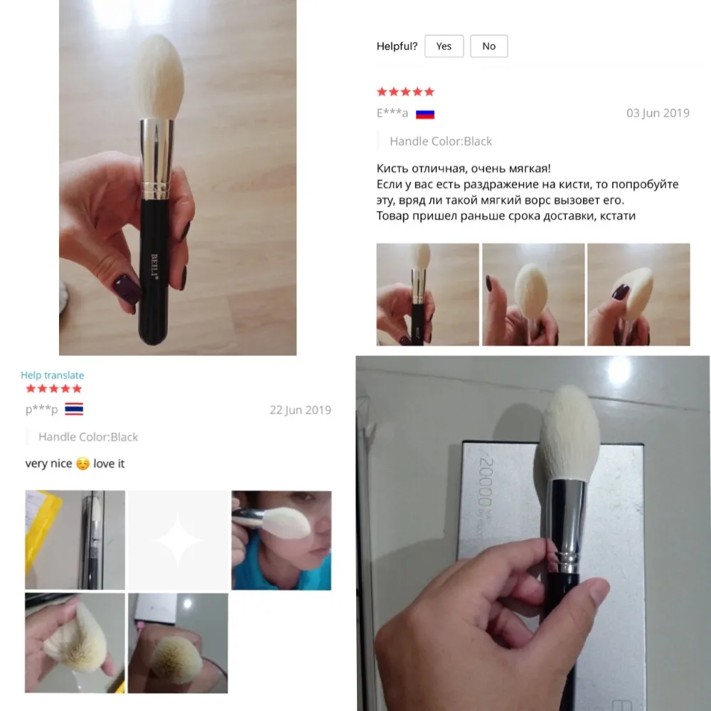 BEILI-Pincéis de maquiagem Big Powder preto, único pincel profissional de fibra de lã, muito macio, Fundação, Destaque, Beleza - Imagem 33