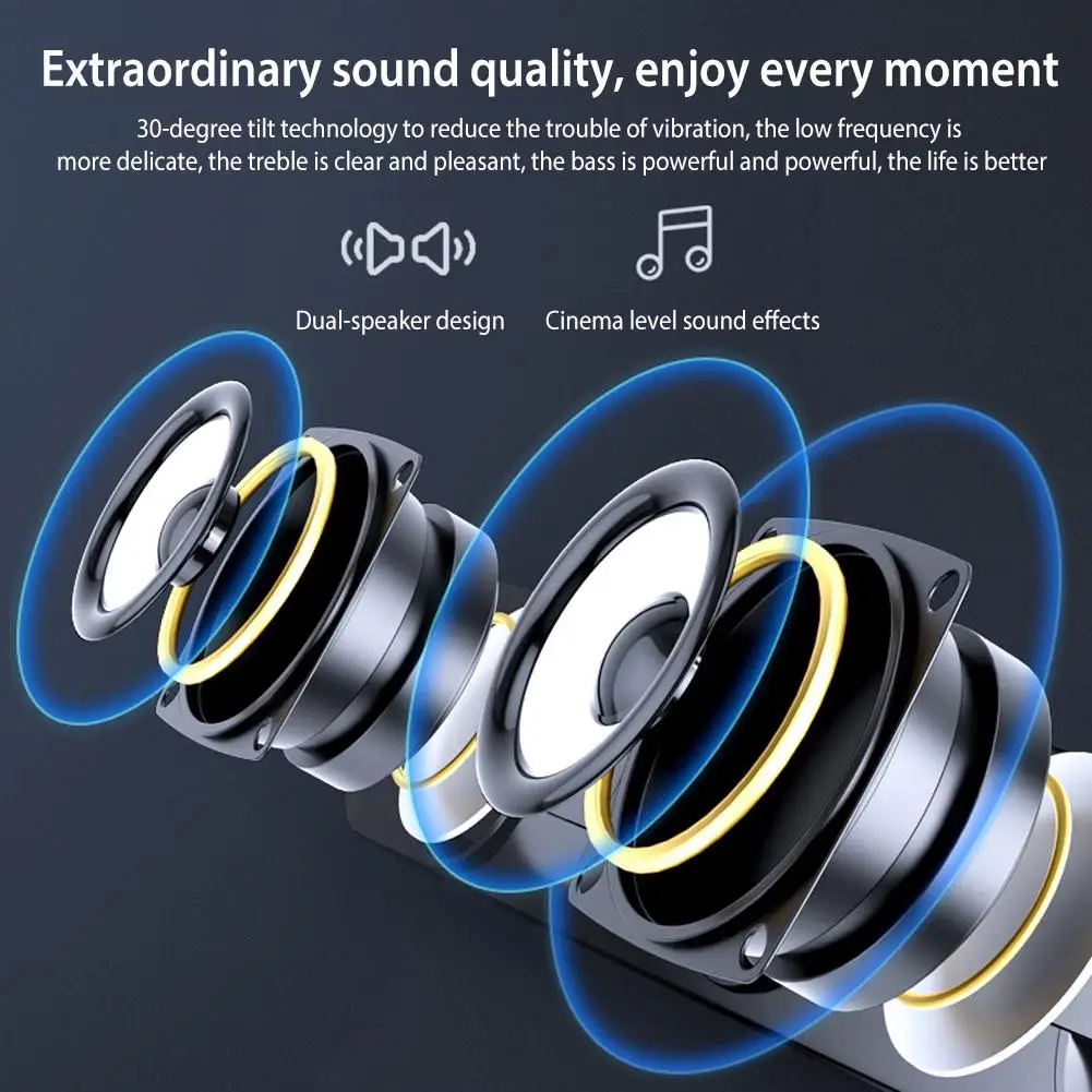 Salange barra de som bluetooth usb com fio alto-falantes barra alto-falante estéreo para projetor computador portátil telefone computador 3.5mm aux alto-falante - Imagem 3