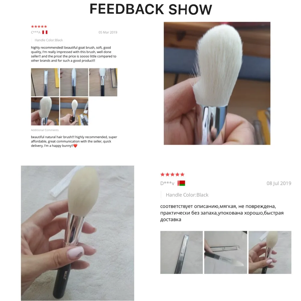 BEILI-Pincéis de maquiagem Big Powder preto, único pincel profissional de fibra de lã, muito macio, Fundação, Destaque, Beleza - Imagem 31