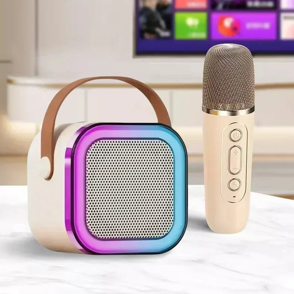 K12 máquina de karaokê portátil bluetooth 5.3 sistema de alto-falante pa com 1-2 microfones sem fio casa família cantando presentes das crianças - Imagem 18