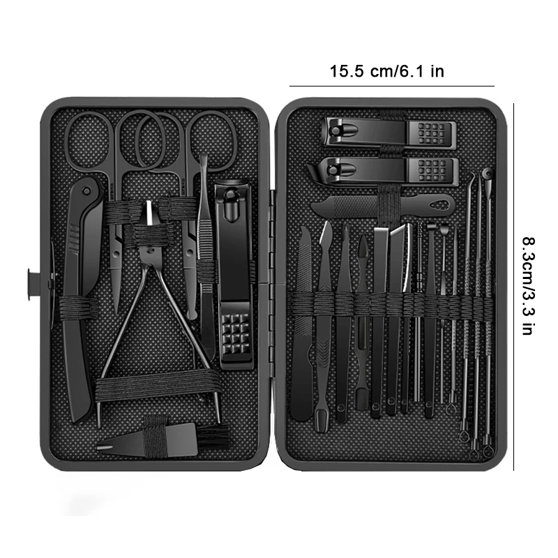 8/12/15/20/24 pçs cortadores de manicure conjunto cortador de unhas doméstico colher de orelha de aço inoxidável ferramenta tesoura pedicure para beleza - Imagem 5