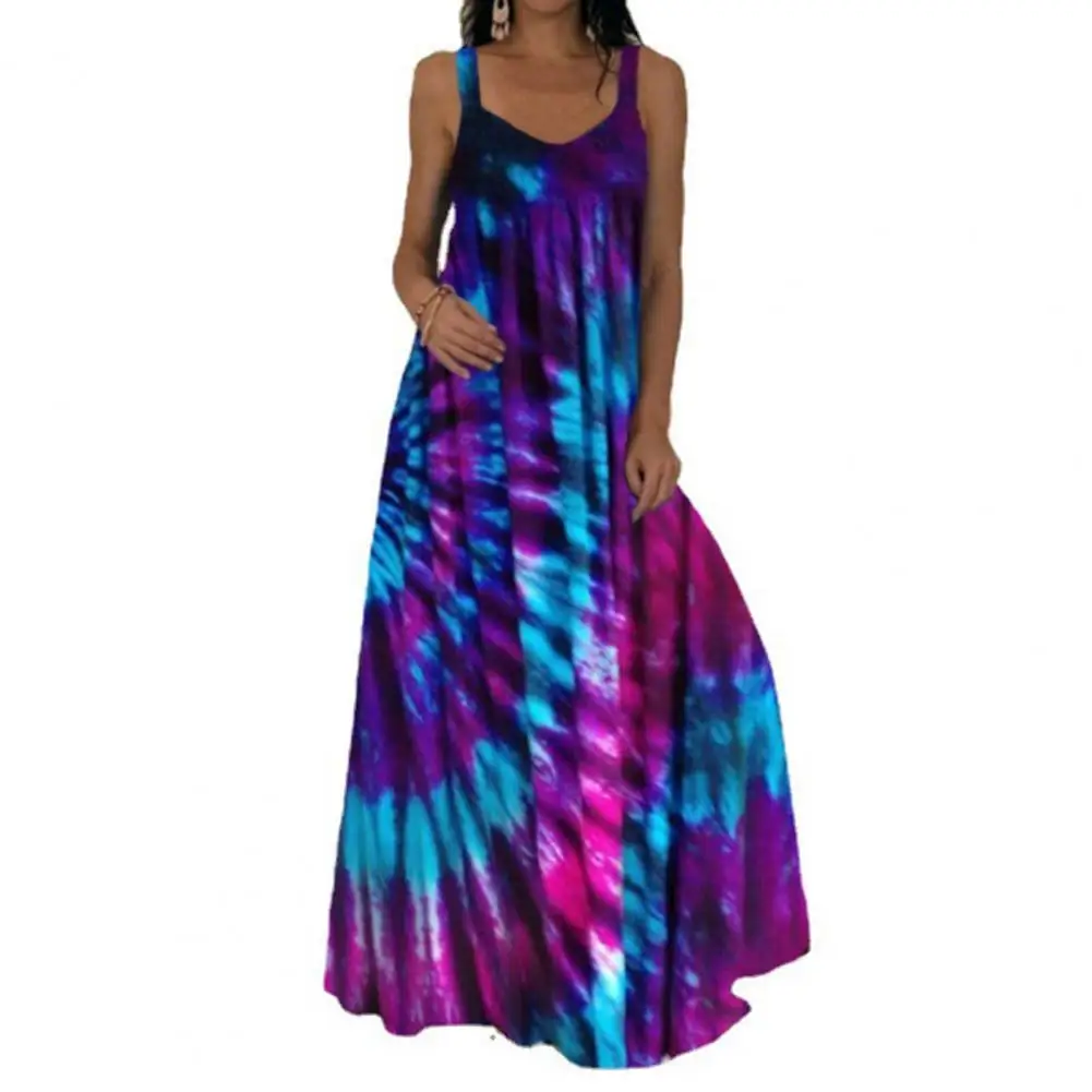 Plus size oversized vestido longo feminino tie-dye impressão 3d maxi vestido de verão cinta fora do ombro grande balanço vestidos de festa - Imagem 9