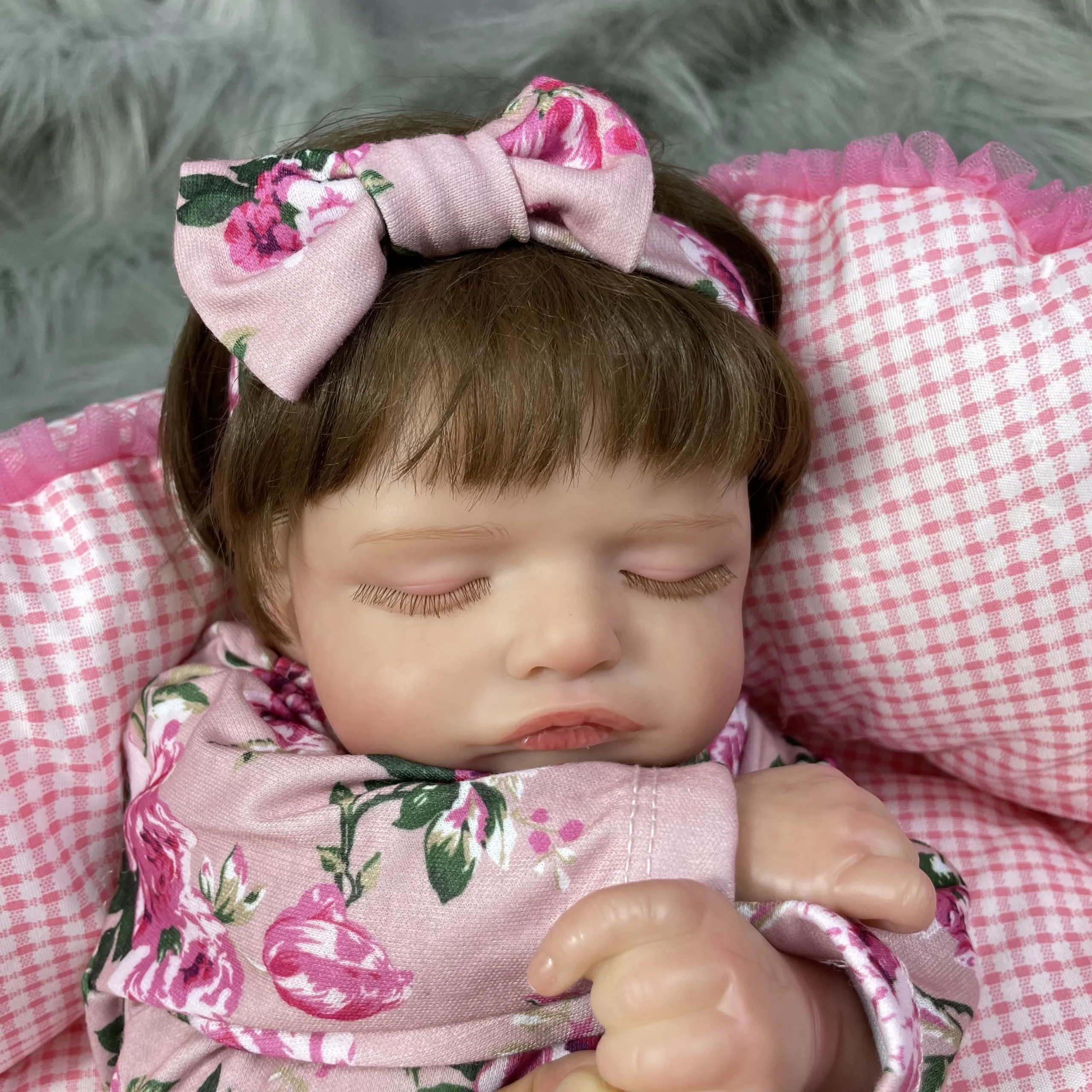 Boneca bebê reborn, 48cm, rosalie, menina, pele 3d, veias visíveis, vinil realista, recém-nascido com acessórios de boneca, brinquedo, idade 3 + - Imagem 4