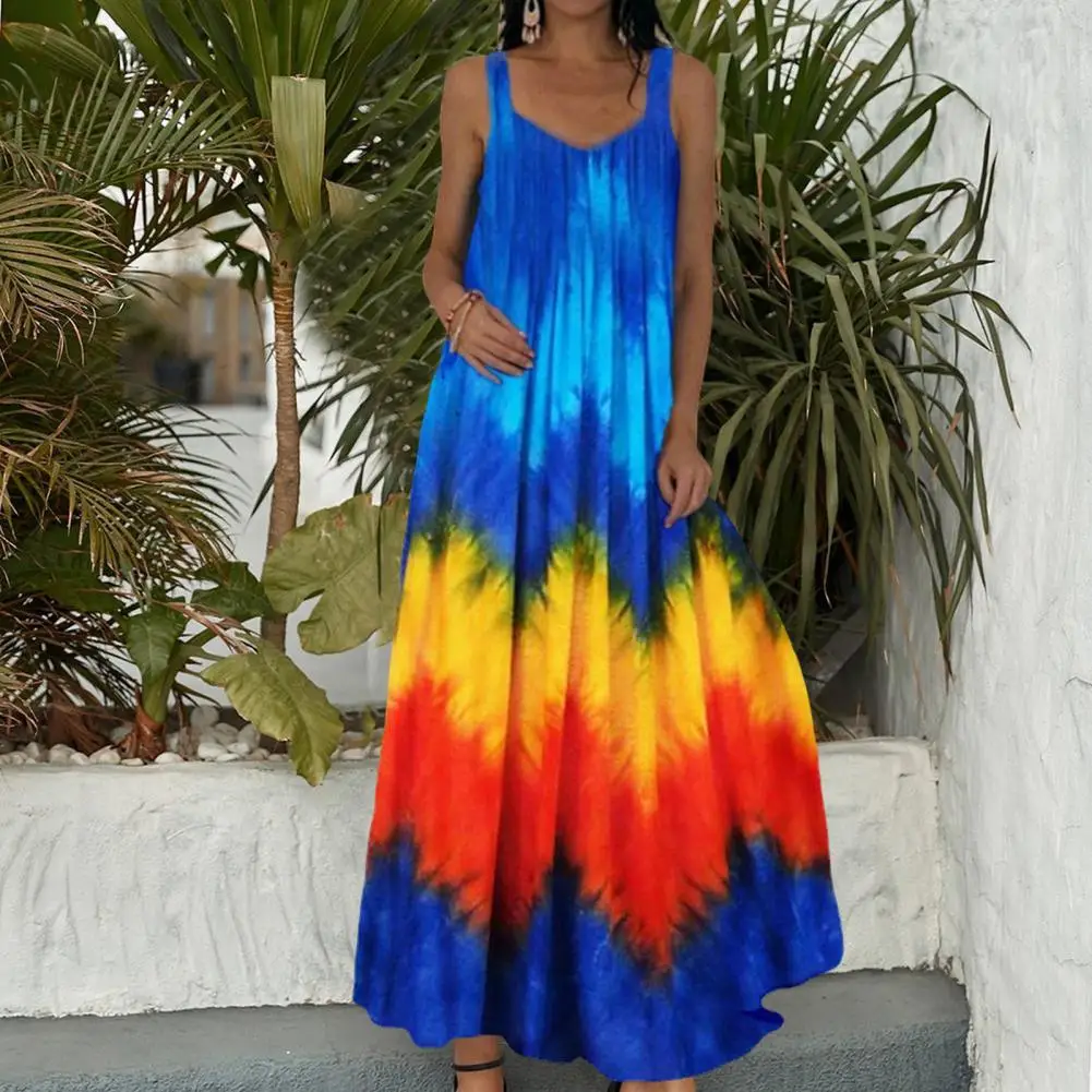Plus size oversized vestido longo feminino tie-dye impressão 3d maxi vestido de verão cinta fora do ombro grande balanço vestidos de festa - Imagem 6