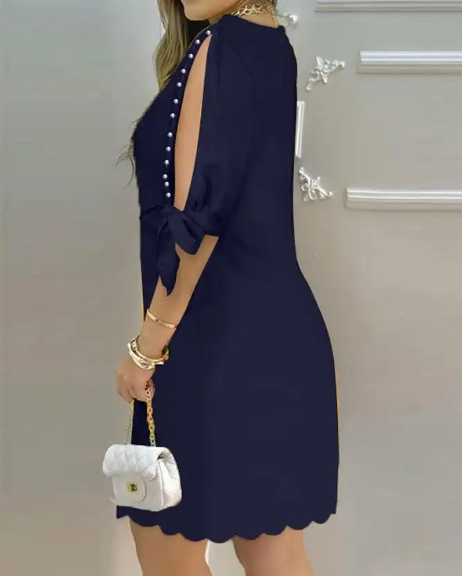 Vestidos elegantes para mulheres oco para fora em torno do pescoço casual mini vestido férias nova moda 2023 verão casual sexy roupas femininas - Imagem 27