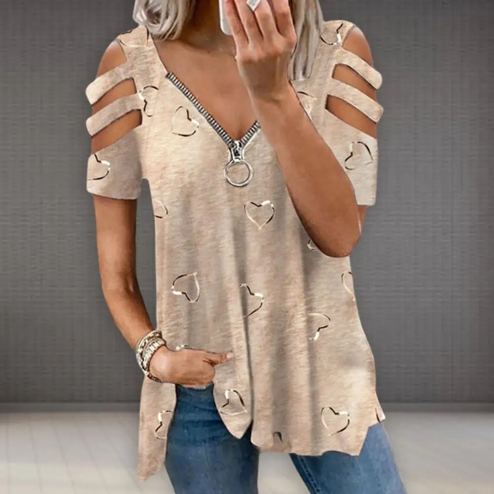 Mulheres verão topo com decote em v baixo corte oco para fora manga curta camiseta combinar calças soltas plus size blusa feminina roupas femininas - Imagem 16