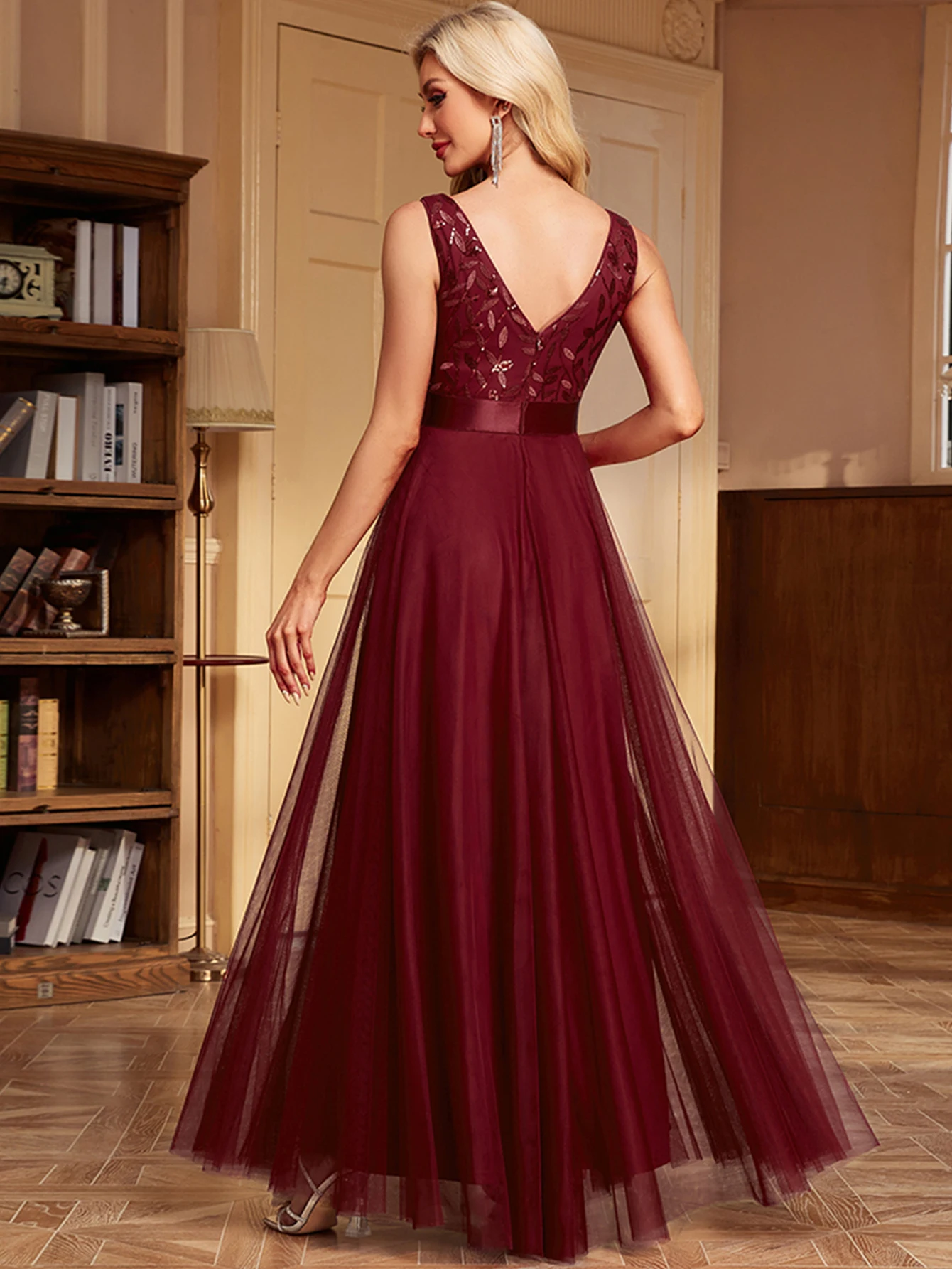 Vestido de festa para as mulheres elegante, sem costas maxi lantejoulas vestido de verão - Imagem 2