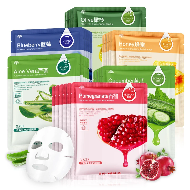 Máscara Facial Natural Planta, Controle de Óleo Hidratante, Anti-Envelhecimento, Fruit Aloe, Folha Coreano, Máscara Facial, Beleza, Produtos De Cuidados Com A Pele, 10Pcs