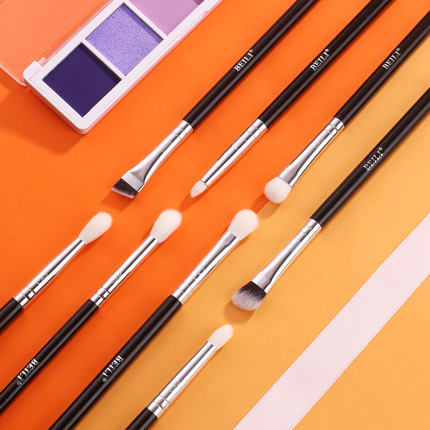 Beili profissional 6/8pcs clássico pincéis de maquiagem dos olhos naturais definir sombra sobrancelha mistura smokey black beleza maquiagem pincéis - Imagem 16