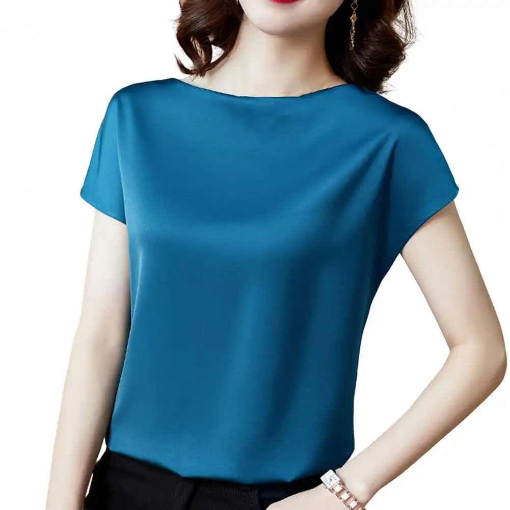 O pescoço senhora camiseta blusa primavera feminina casual cor sólida manga curta blusas camisas soltas pulôver túnica blusas roupas femininas - Imagem 10