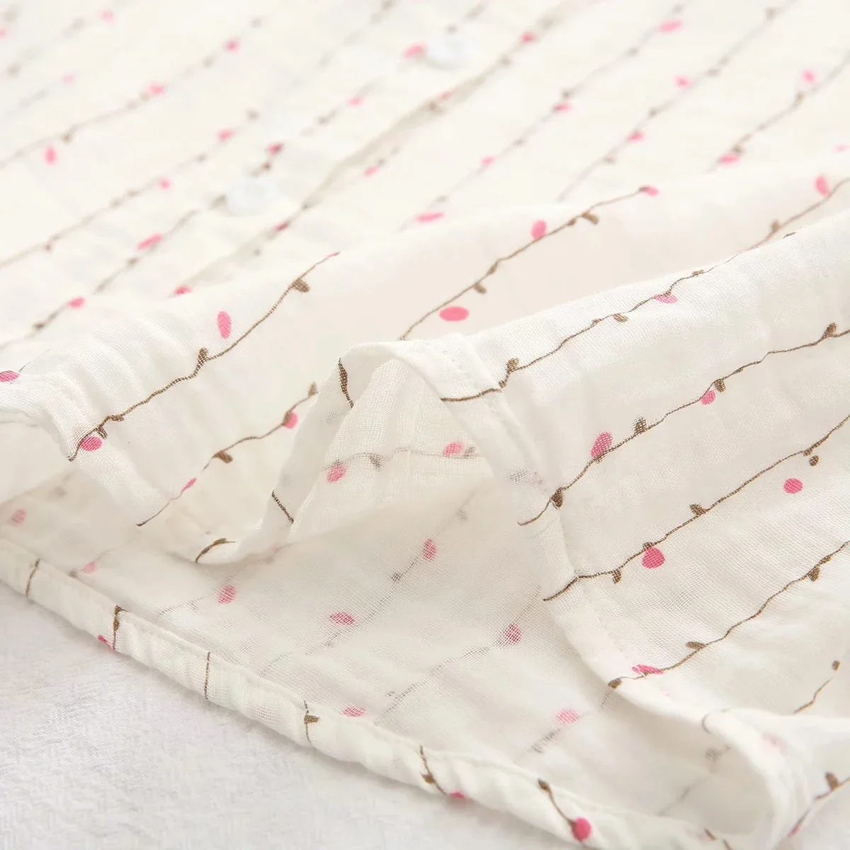 Nova Primavera Mulheres Camisas De Algodão De Camada Dupla Manga Completa Floral Solta Casual Blusa Macia Senhora Do Escritório Desgaste Do Trabalho Tops T34502X - Imagem 4