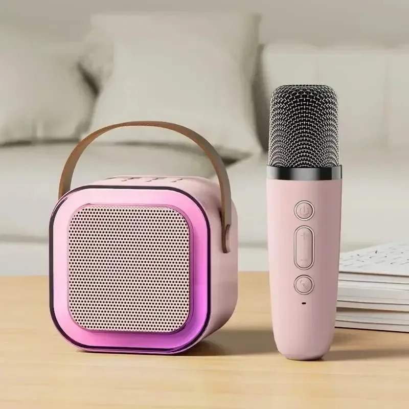 K12 máquina de karaokê portátil bluetooth 5.3 sistema de alto-falante pa com 1-2 microfones sem fio casa família cantando presentes das crianças - Imagem 7