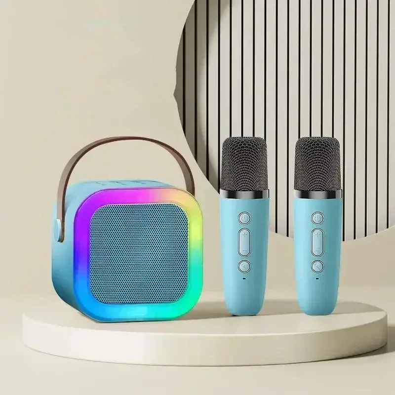 K12 máquina de karaokê portátil bluetooth 5.3 sistema de alto-falante pa com 1-2 microfones sem fio casa família cantando presentes das crianças - Imagem 11