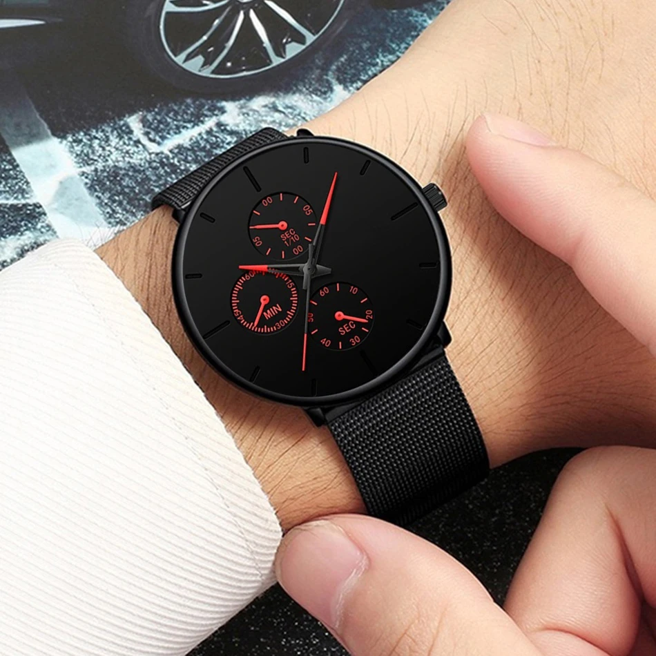 2025 relógios de luxo dos homens para negócios casual ultra fino relógio masculino malha aço inoxidável cinto relógio quartzo relogio masculino - Imagem 45