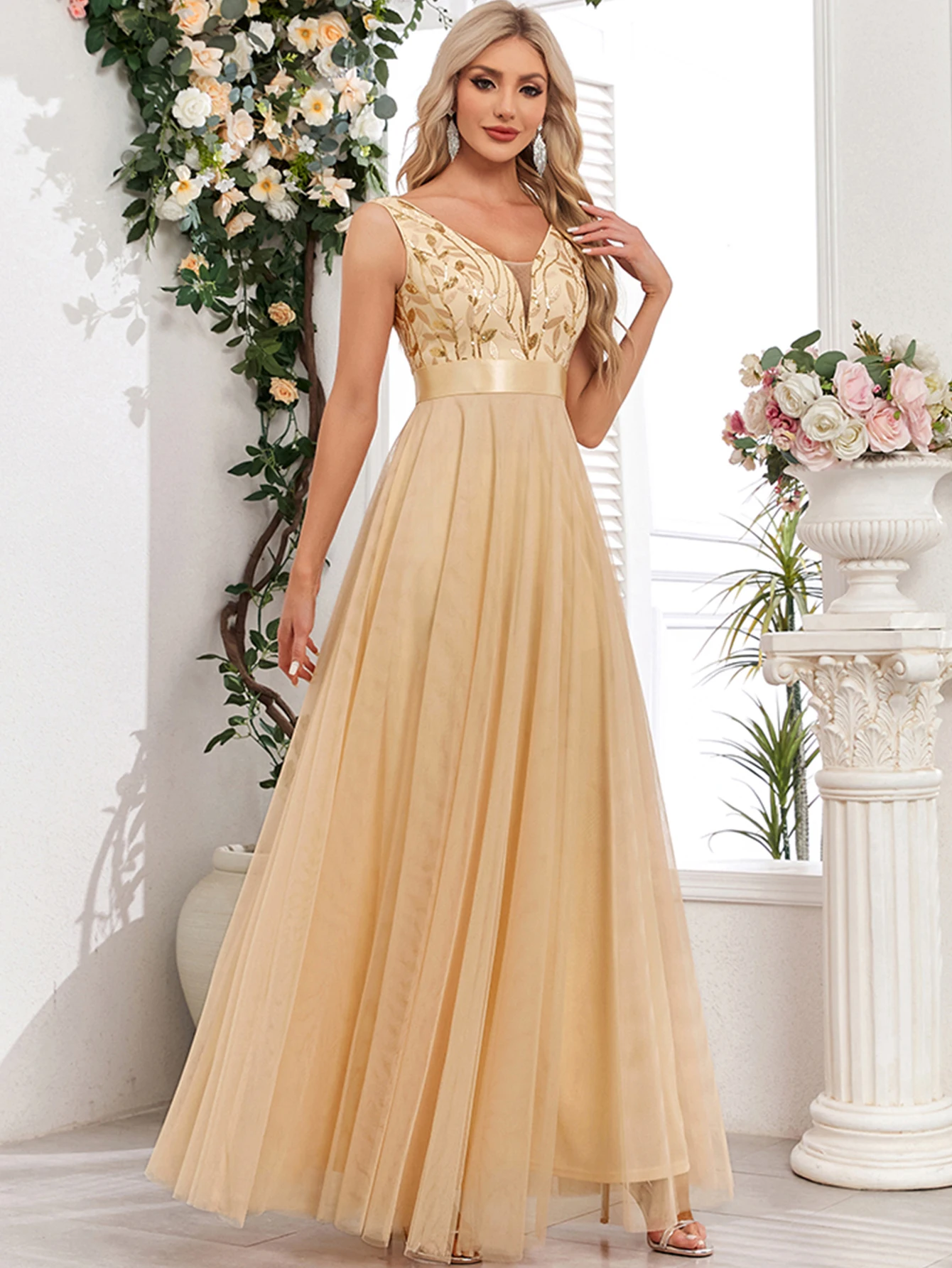 Vestido de festa para as mulheres elegante, sem costas maxi lantejoulas vestido de verão - Imagem 31