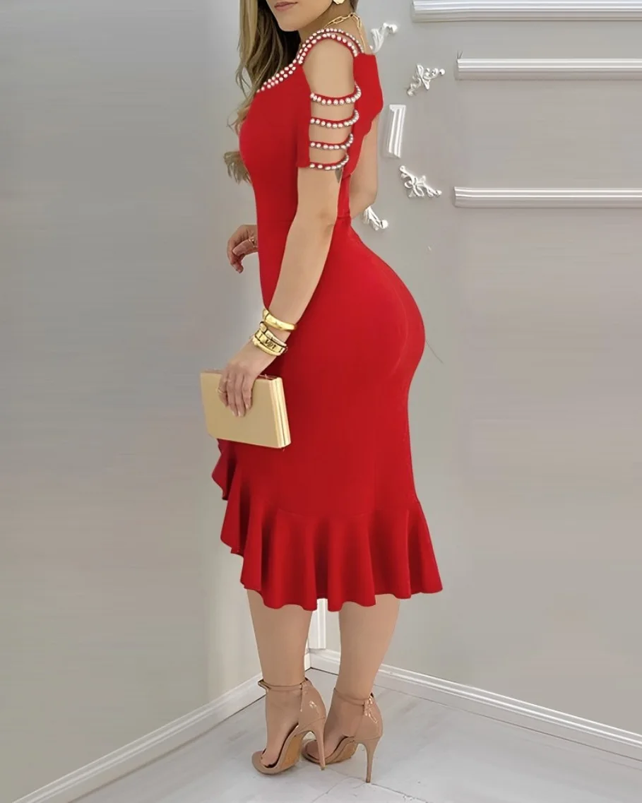 Vestidos sexy femininos elegantes 2025 primavera pérola decoração vestido preto vestidos de festa femininos vestidos de fiesta de mujer - Imagem 18