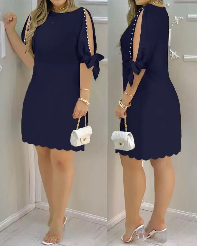 Vestidos elegantes para mulheres oco para fora em torno do pescoço casual mini vestido férias nova moda 2023 verão casual sexy roupas femininas - Imagem 12