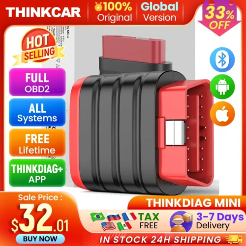 THINKCAR THINKDIAG MINI Auto OBD2 Bluetooth Scanner Sistema Completo Diagnóstico Todos os Carros Vitalício Gratuito Ferramenta de Diagnóstico Automotivo