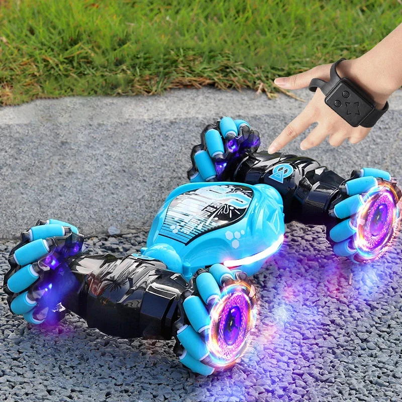 Carro de deriva 4WD RC com luzes LED de música 2.4G Gesto Rádio Controle Remoto Spray Stunt Car 360 °   Presentes de brinquedos de carro de escalada giratório - Imagem 2