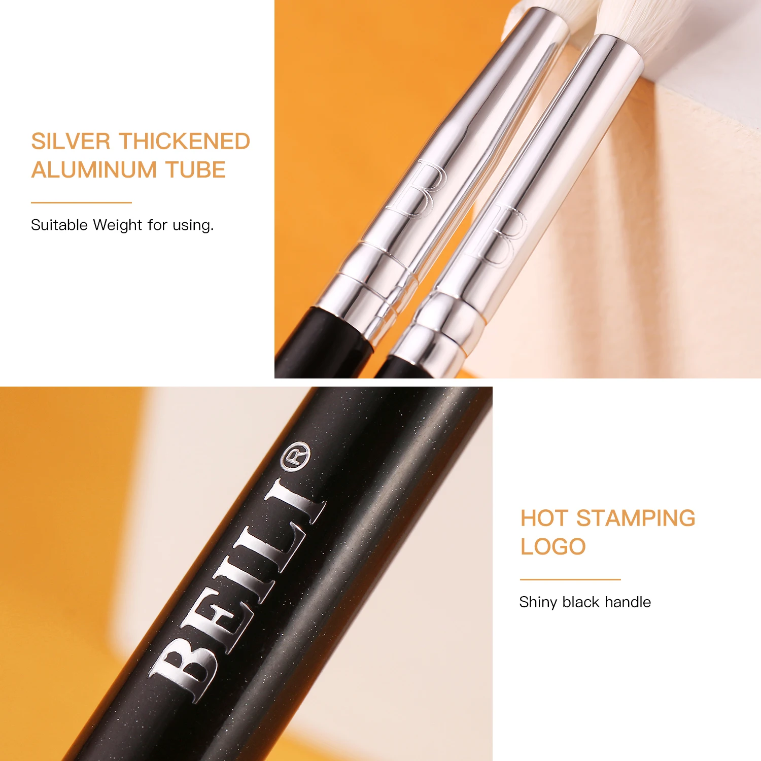 Beili profissional 6/8pcs clássico pincéis de maquiagem dos olhos naturais definir sombra sobrancelha mistura smokey black beleza maquiagem pincéis - Imagem 13