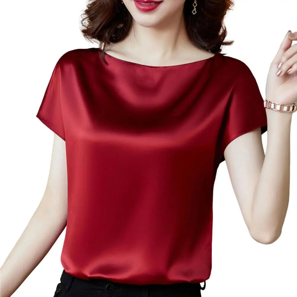 O pescoço senhora camiseta blusa primavera feminina casual cor sólida manga curta blusas camisas soltas pulôver túnica blusas roupas femininas - Imagem 9