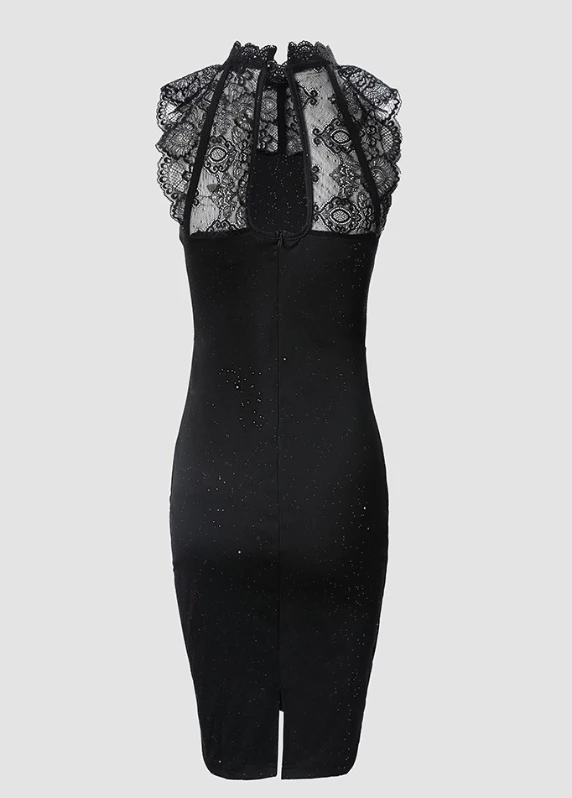 Vestidos femininos 2024 verão moda glitter impressão contraste renda casual o-pescoço sem mangas magro mini vestido de festa - Imagem 6