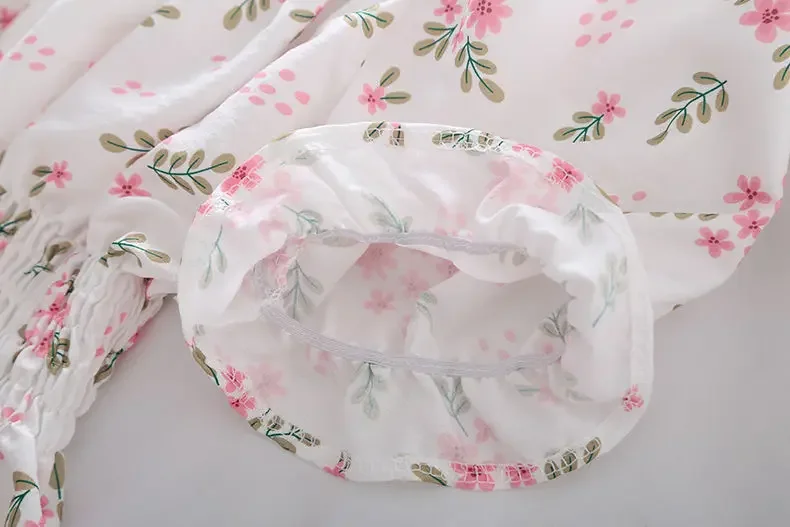 Doce flor quebrada Slash Neck Blusa para mulheres, Agaric Edge Plissado Design, cintura elástica fina Cropped Top, camiseta de chiffon bonito, verão - Imagem 15