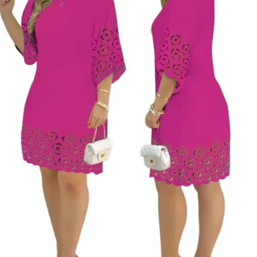 Vestidos elegantes para mulheres oco para fora em torno do pescoço casual mini vestido férias nova moda 2023 verão casual sexy roupas femininas