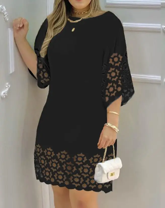 Vestidos elegantes para mulheres oco para fora em torno do pescoço casual mini vestido férias nova moda 2023 verão casual sexy roupas femininas - Imagem 22