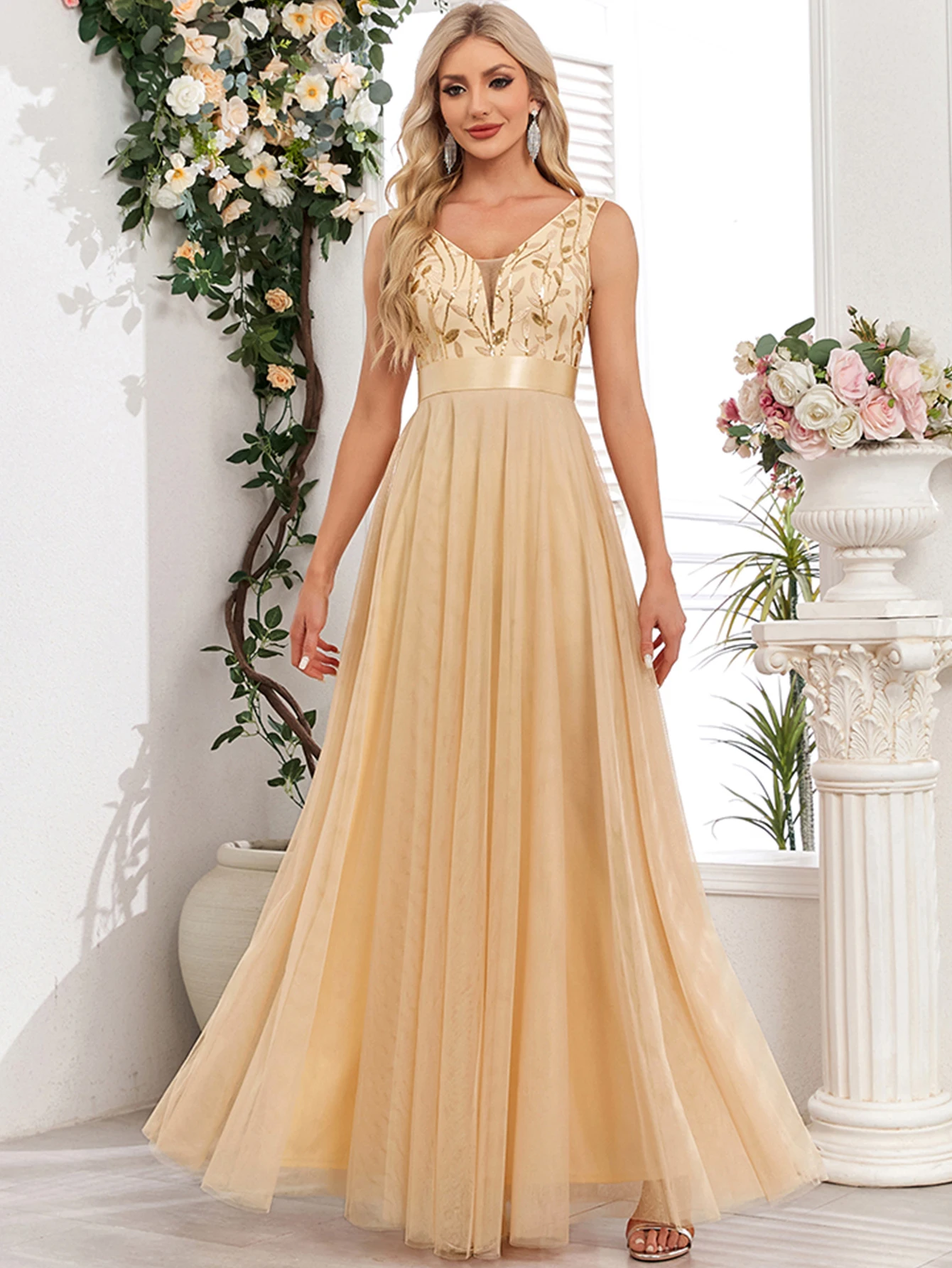 Vestido de festa para as mulheres elegante, sem costas maxi lantejoulas vestido de verão - Imagem 30