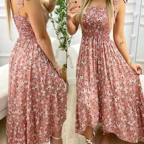 Verão sexy cinta de espaguete floral impressão maxi vestido para as mulheres 2024 casual elegante peito envoltório longo mulher praia vestido férias