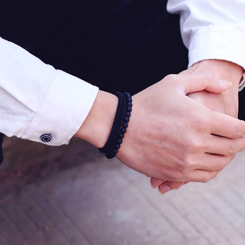 Moda masculina pulseira conjunto 2 pçs deslizante ajustável sorte fio vermelho braslet acessórios hombre presentes para ele braçadeira herren jooias - Imagem 2