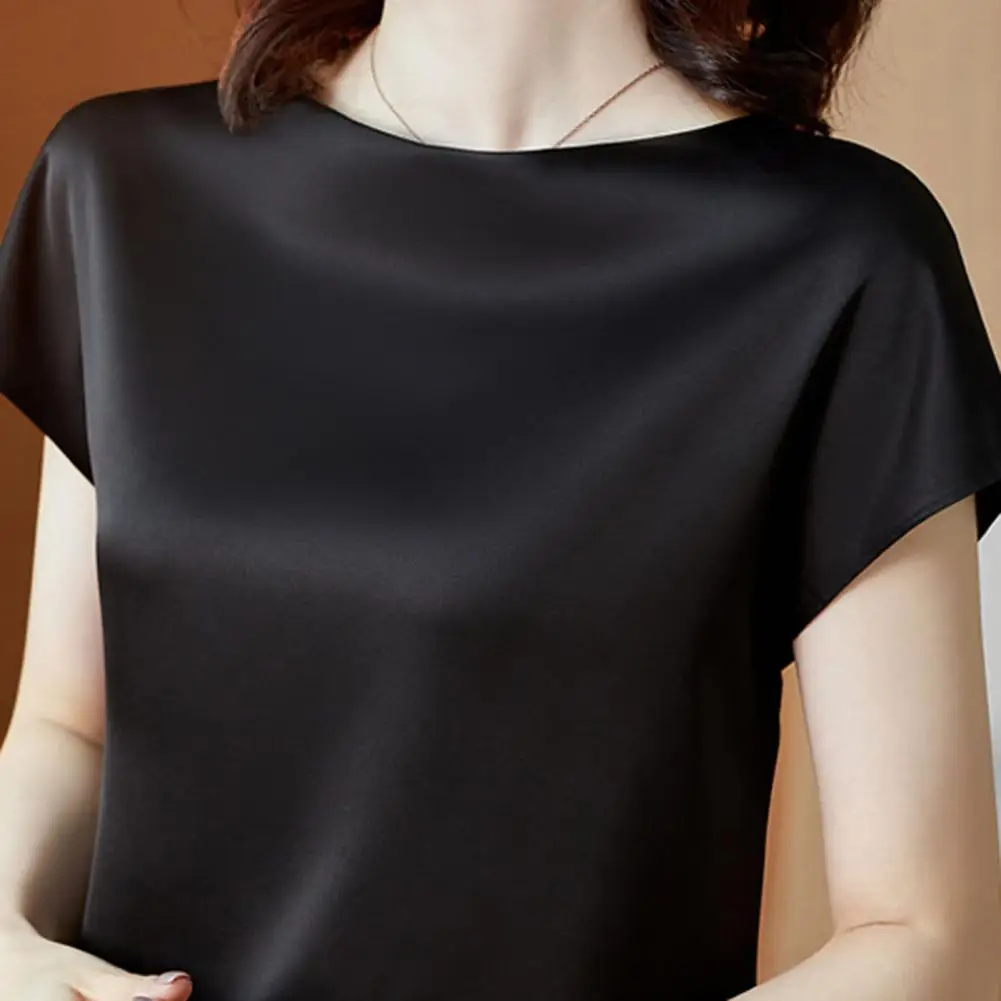 O pescoço senhora camiseta blusa primavera feminina casual cor sólida manga curta blusas camisas soltas pulôver túnica blusas roupas femininas - Imagem 23