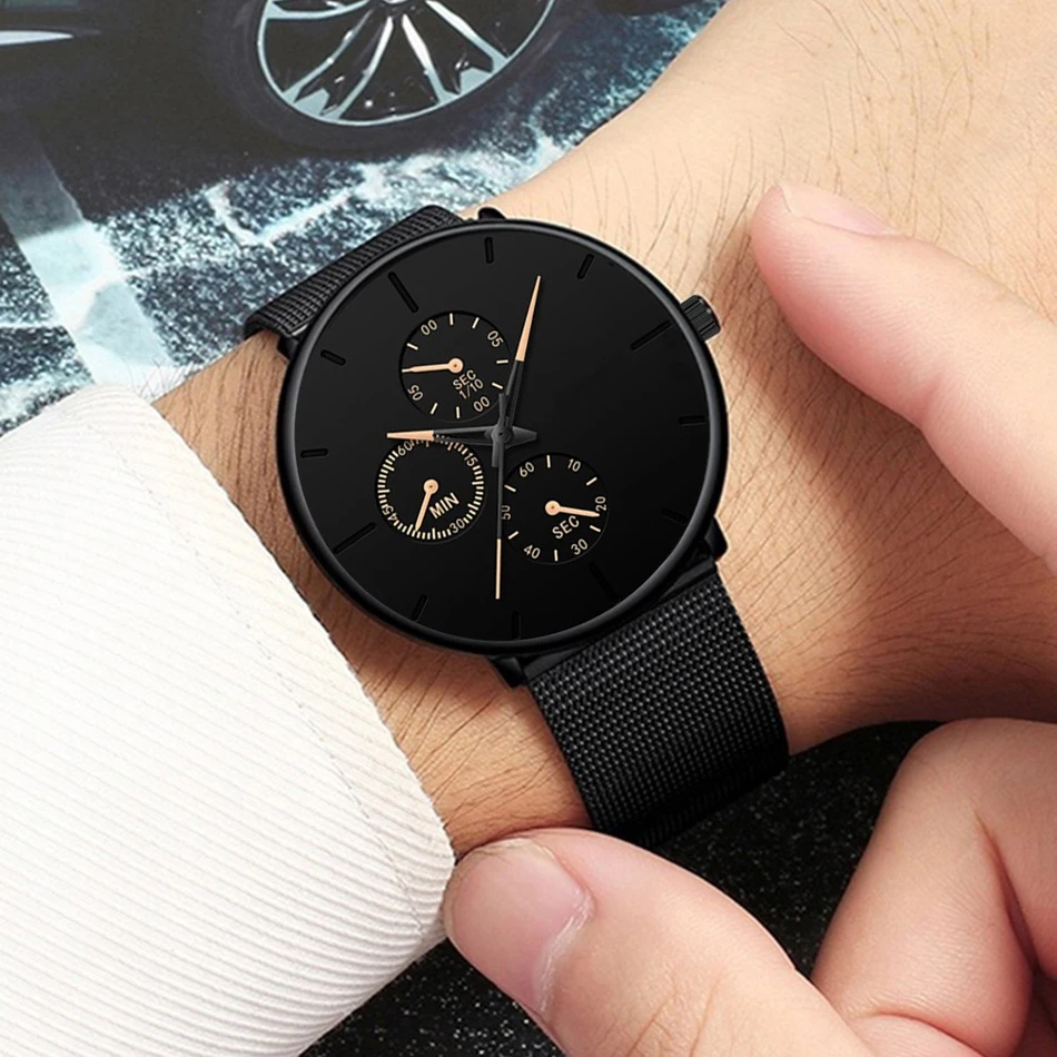 2025 relógios de luxo dos homens para negócios casual ultra fino relógio masculino malha aço inoxidável cinto relógio quartzo relogio masculino - Imagem 44