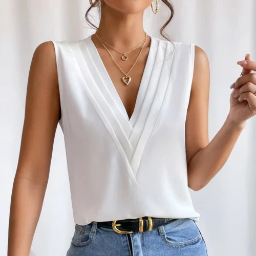 Sólido casual solto sem mangas blusas para mulheres moda verão camisas e blusas de grandes dimensões elegantes jovens femininos topos