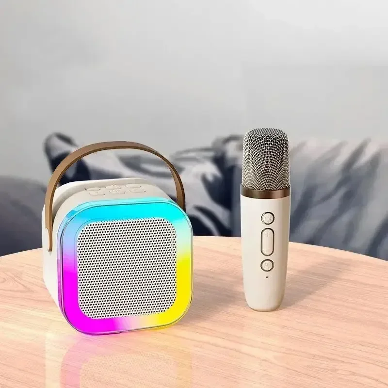 K12 máquina de karaokê portátil bluetooth 5.3 sistema de alto-falante pa com 1-2 microfones sem fio casa família cantando presentes das crianças - Imagem 12