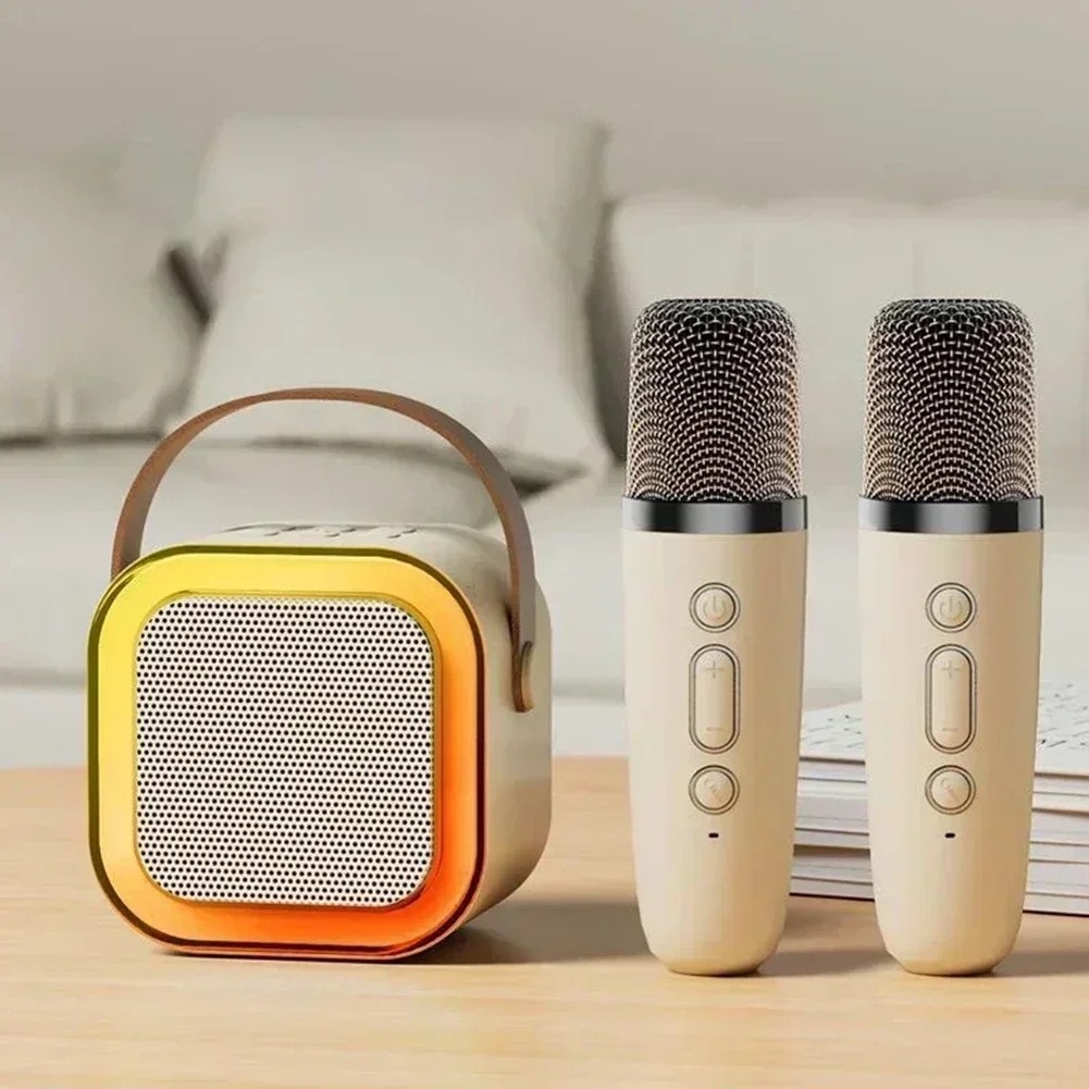 K12 máquina de karaokê portátil bluetooth 5.3 sistema de alto-falante pa com 1-2 microfones sem fio casa família cantando presentes das crianças - Imagem 13