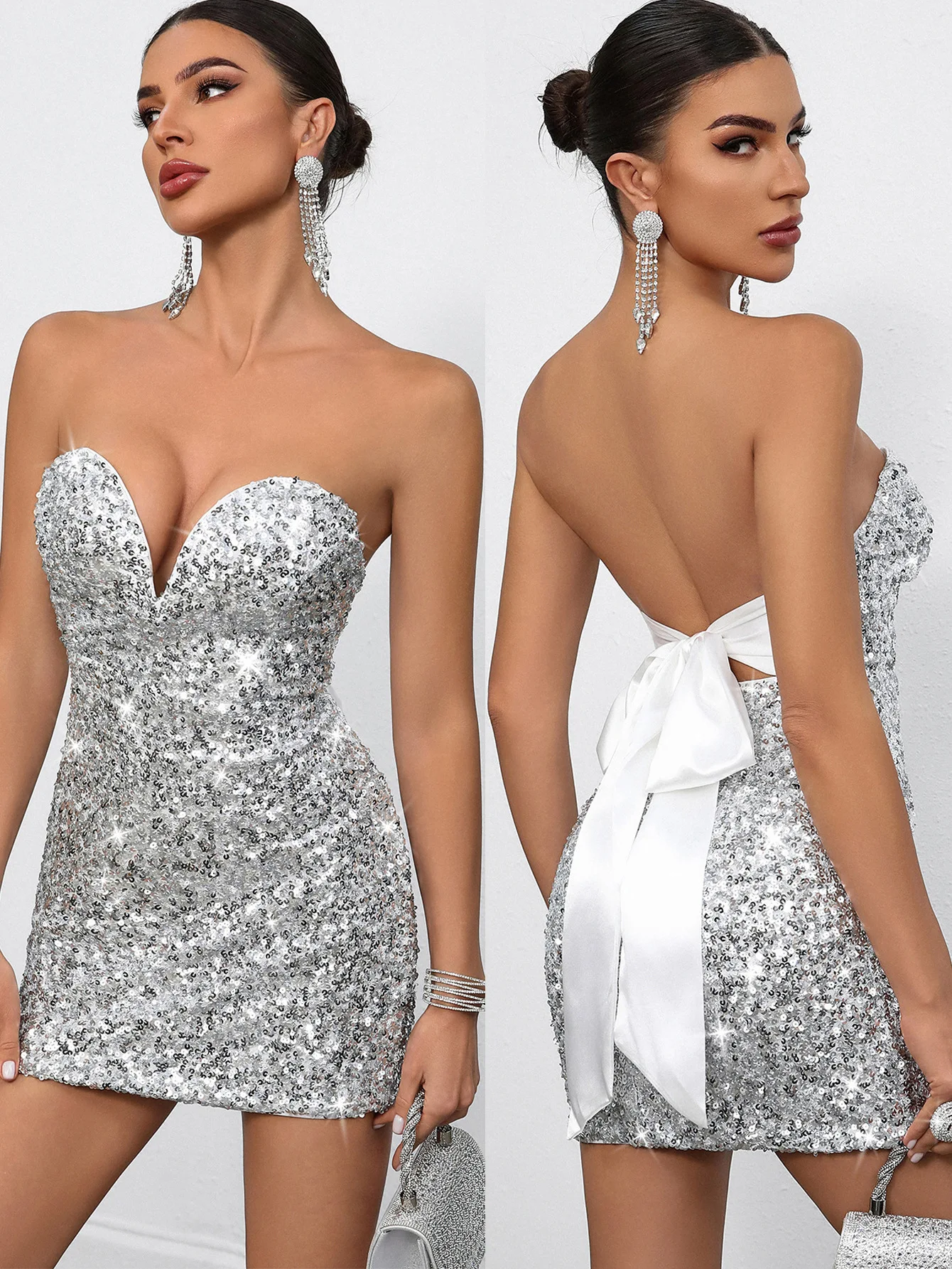 vestido halter clube elegante festa curto vestido de verão roupas femininas bodycon vestido de baile - Imagem 15