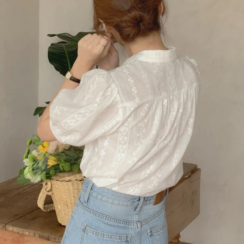 Blusa com gola V para mulheres, camisas de lazer, tops com tudo, estilo coreano, roupa elegante, cor sólida - Imagem 14