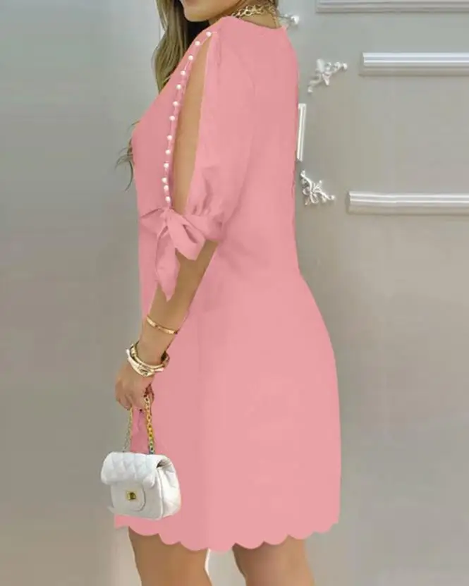 Vestidos elegantes para mulheres oco para fora em torno do pescoço casual mini vestido férias nova moda 2023 verão casual sexy roupas femininas - Imagem 31