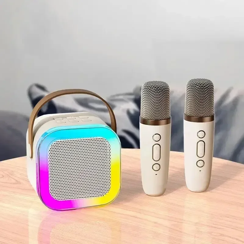 K12 máquina de karaokê portátil bluetooth 5.3 sistema de alto-falante pa com 1-2 microfones sem fio casa família cantando presentes das crianças - Imagem 8