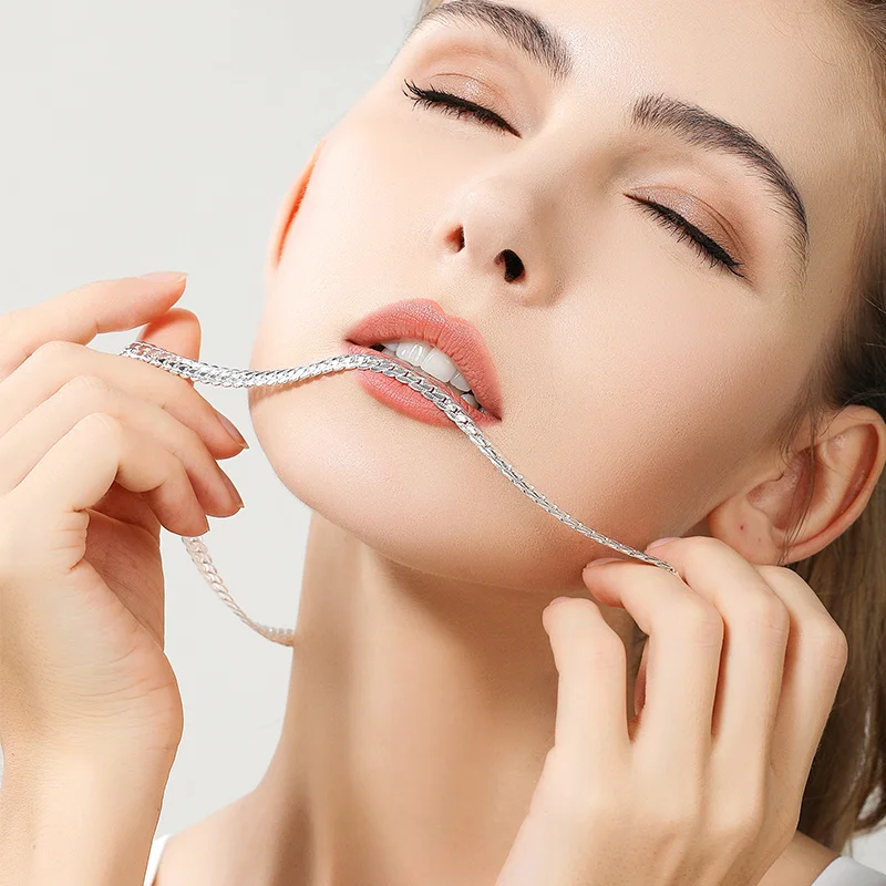 Urmylady 925 prata esterlina 2 peças 6mm corrente lateral completa colar pulseira para mulheres homens moda conjuntos de jóias presente de casamento - Imagem 14