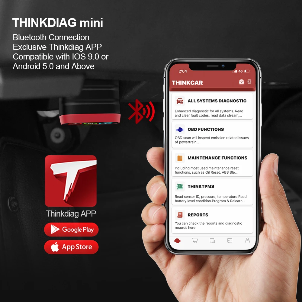 THINKCAR THINKDIAG MINI Auto OBD2 Bluetooth Scanner Sistema Completo Diagnóstico Todos os Carros Vitalício Gratuito Ferramenta de Diagnóstico Automotivo - Imagem 13