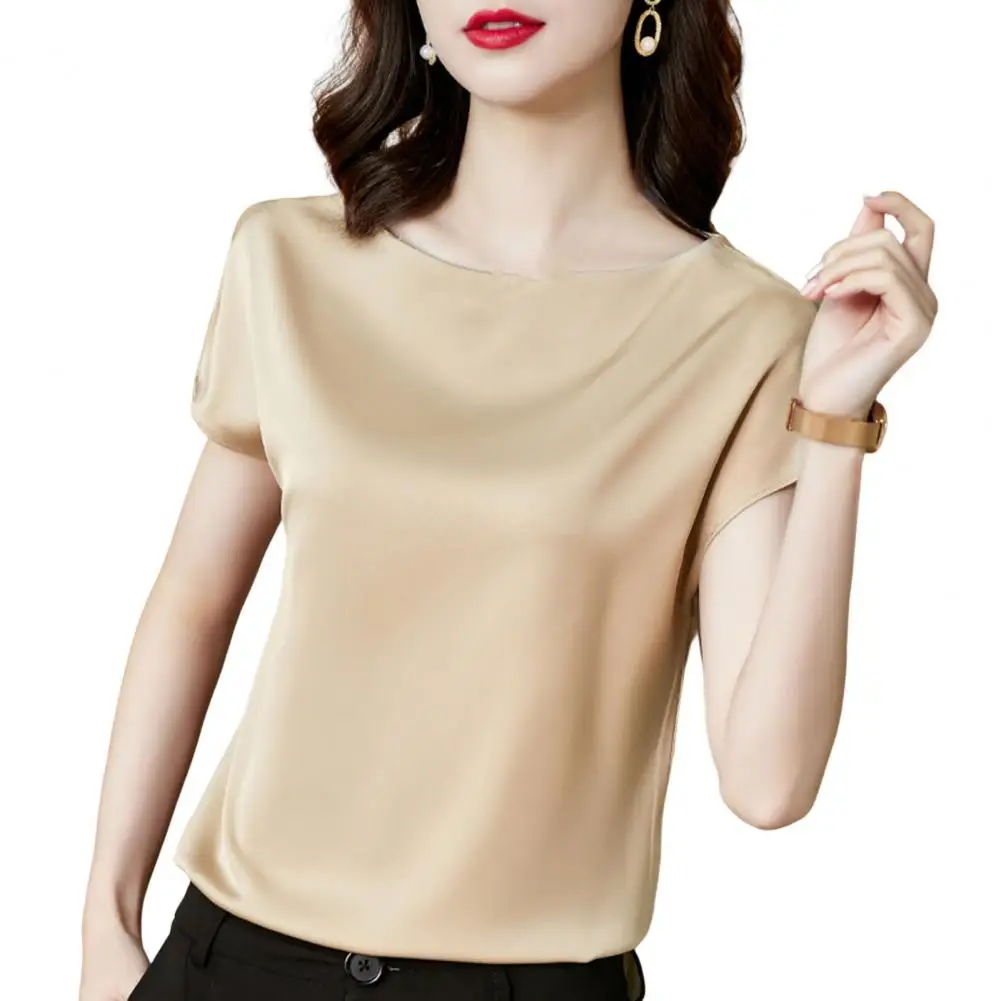 O pescoço senhora camiseta blusa primavera feminina casual cor sólida manga curta blusas camisas soltas pulôver túnica blusas roupas femininas - Imagem 8